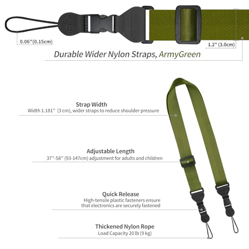 FIEIL Nylon iPad Strap, Adjustable Camera Neck Strap, Comfortable Shoulder Strap for iPad, Cellphone Tablet, Camera, Laptop, Binocular, Luggage Bag (Green Universal Neck Lanyard) - color: Green