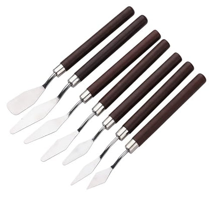7 PCS Palette Knife Set, Flexible Steel Spatulas for Acrylic & Oil | Stainless Steel Spatulas, Acrylic & Oil, Mixing & Canvas Texturing, For Beginners & Professional Artists - color: Red