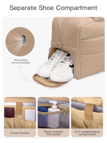 Gitus Travel Duffle Bag for Women Puffer Weekender Bags Carry on Gym Bag - color: Brown