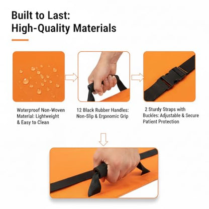 Emergency Patient & Large Dog Rescue Stretcher Gurney, 400 lbs - color: Orange, size: One-Pack