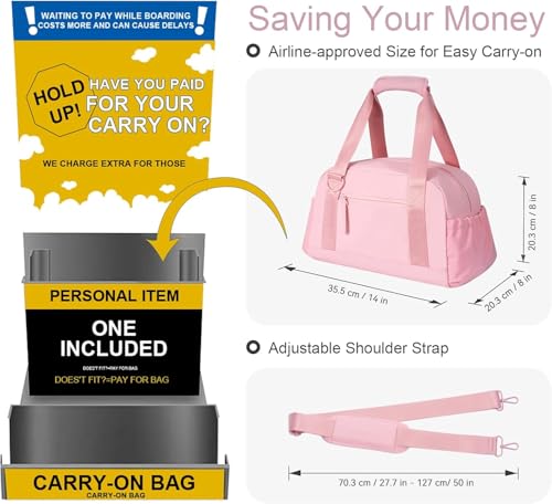 Mini Gym Bag for Women Girls Small Gym Tote Bag with Wet Compartment Waterproof Travel Duffle Bag Cute Workout Sport Bag - color: Pink-14in