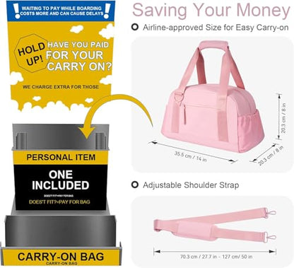 Mini Gym Bag for Women Girls Small Gym Tote Bag with Wet Compartment Waterproof Travel Duffle Bag Cute Workout Sport Bag - color: Pink-14in