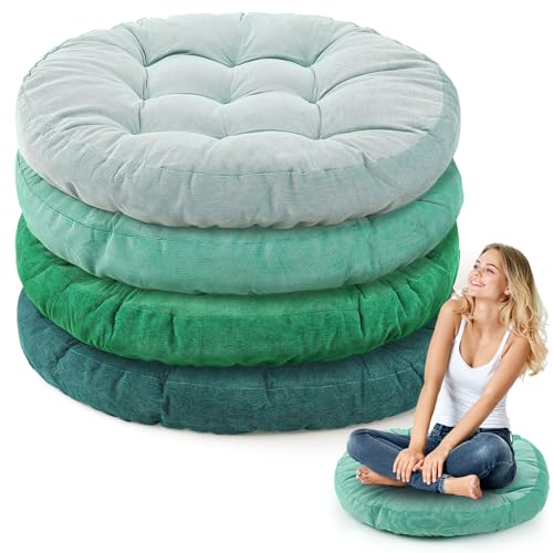 Jerify Gradual Green 4 Pcs Large Floor Pillow Cushion,Round 22 x 22 | Round Square Flexible Seating Floor Meditation Pillow for Classroom Adult Picnic Party Learning Daycare School Reading Corner - color: Gradual Green, size: Round 22 x 22