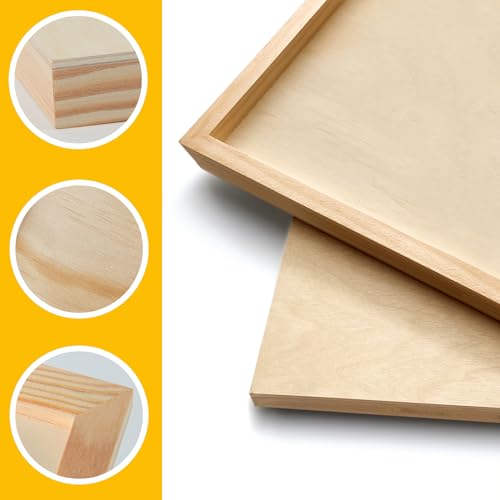 2 Pack 16x20'' Unfinished Gallery Birch Wood Canvas Panels | 1 1/2" Deep Art Cradle Boards for Painting, Pouring, Burning, Epoxy Resin, Laser Engraving Cutting - size: 16*20 2 Pack