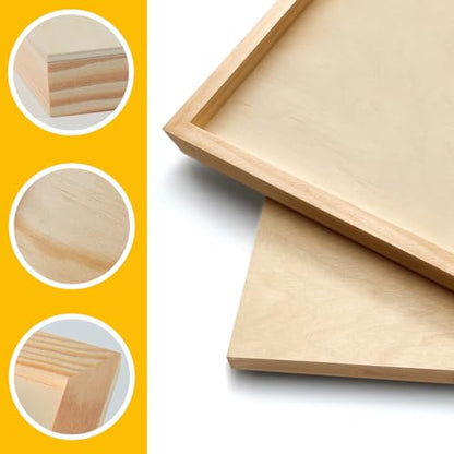 2 Pack 16x20'' Unfinished Gallery Birch Wood Canvas Panels | 1 1/2" Deep Art Cradle Boards for Painting, Pouring, Burning, Epoxy Resin, Laser Engraving Cutting - size: 16*20 2 Pack