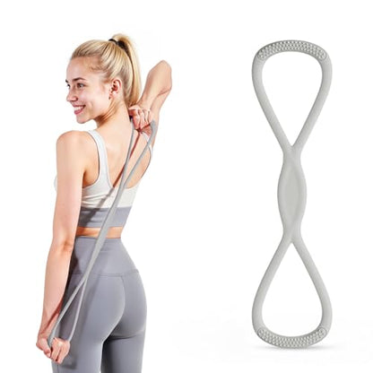 Figure 8 Resistance Band, Figure 8 Resistance Bands for Women Men,Resistance Band Figure for Working Out, Non-Slip Handles, Home Gym, Yoga & Physical Therapy - color: 25 LBS Grey