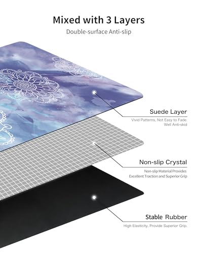 nuveti Printed Travel Yoga Mat 1/16 Inch Thick Non Slip Fitness Workout Mat | with Carrying Bag, Foldable Lightweight Suede & Natural Rubber Yoga Mat for Yoga Pilates and Fitness 72" L x 24" W x 1.5mm - color: PengMoTuYa