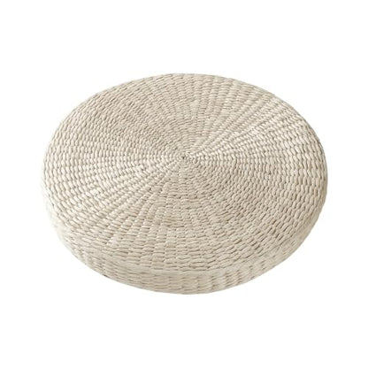 19.7" Round Tatami Floor Pillow, Handwoven Natural Straw Seat | Artisan Crafted, EPE Filling, Comfortable Support, Boho, Lightweight, for Livng Room Meditation Reading Nook Patio - size: 19.7''