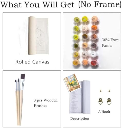 ZRIZQ Paint by Numbers Kit for Adults Beginner,Flower Landscape,16x20 | Full set with wooden brushes,rolled canvas,rich paints.Calming activity.Beginner friendly.Just open and paint. - color: 16"X20"Rolled Canvas(Frameless)-Flowers 8