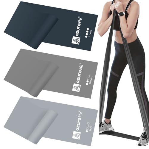 A AZURELIFE Resistance Bands,Professional Long Non-Latex Elastic Stretch Bands,Exercise Bands for Physical Therapy, Yoga, Pilates, Rehab, at-Home or The Gym Workouts, Strength Training - color: Gray, size: 5.9FT