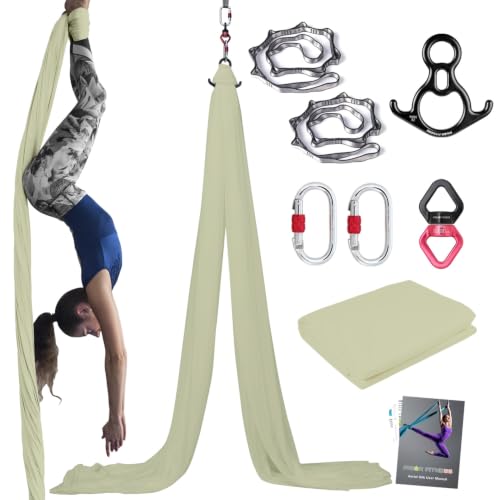 PRIOR FITNESS Aerial Silks Kit, SGS&CE Certified, 9/15/20Yards - color: Budgreen, size: S(9 Yards)