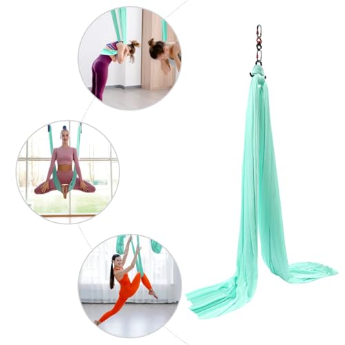 Aerial Yoga Hammock, 440 lbs Capacity Ceiling Mounted Aerial Silks Kit with 360° Swivel, Polyester Fabric for Home Gym Studio, 16.4ft - color: Green, size: 5M/16.4FT