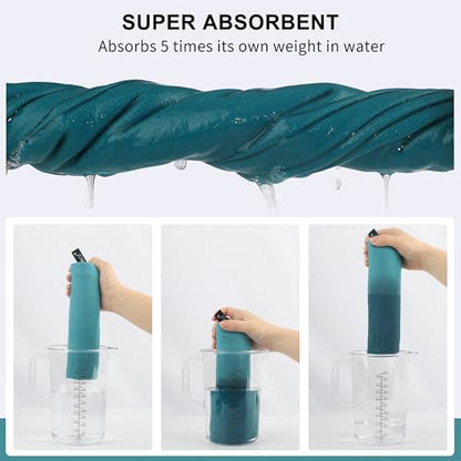 Rainleaf Microfiber Towel Quick Dry Camping & Travel & Gym Towel. Compact - color: Peacock Blue, size: 32.00" x 16.00"