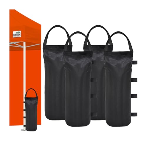 Eurmax USA 125LBS 4-Pack Universal Canopy Weights, Secure Wind Protection to Prevent Tipping, Easy Wrap-Around Installation Heavy Duty Sandbags (Without Sand), Fits All Instant Shelter Legs,Black - color: Black, style: Cylinder Sand
