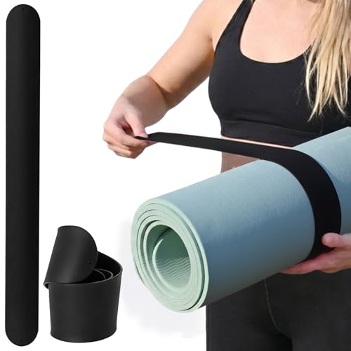 Aolamegs Yoga Mat Strap Slap Band-Instant One Snap Holder Keeps Mats Tightly Rolled & Secure -Soft Silicone Gym Accessories - color: Black Yoga Mat Strap Slap Band