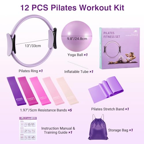 Home Pilates Kit Home Workout Essentials Set for Women Full-Body Exercise - color: B Purple Medium-Level