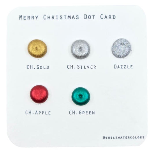 IUILE Handmade Watercolor Paints - Merry Christmas Dot Card (5 colors). Metallic, Shiny, Shimmer - color: Merry Christmas Dot