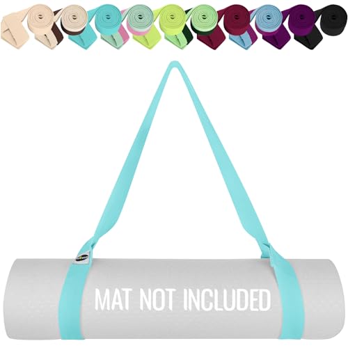 TECEUM Yoga Mat Strap – Extra Soft & Thick Cotton Carrier for All Mats - color: Blue, size: 64 IN