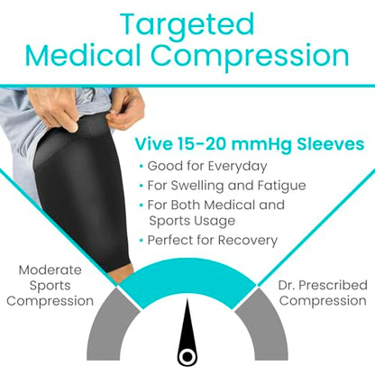 Vive Thigh Compression Sleeve (2 Pack) Hamstring Brace for Upper Thigh | Breathable Leg Support Wrap for Men & Women - Non Slip Elastic Sleeve for Pain Relief, Groin, Sciatica & Quadriceps - size: X-Large