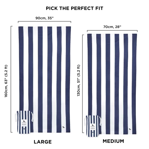 Dock & Bay Quick Dry Beach Towel - Cabana - Whitsunday Blue, Medium | Sand-Resistant, Includes Travel Bag, Lightweight & Compact, 100% Recycled DryQ Fabric, Medium (130x70cm, 51x27") - color: Cabana - Whitsunday Blue, size: Medium (130x70cm, 51x27")