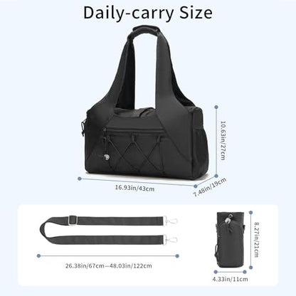Handbag for Women Yoga Bag Large Capacity Yoga Pad Buckle with Shoe Compartment Water Bottle Sports Gym Bag Travel - color: A03-black