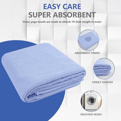 Hot Yoga Towel - Microfiber Non Slip Yoga Mat Towel with Grip Dot Sweat Absorbent Towel for Hot Yoga, Pilates and Fitness 72" x 24", Blue - color: Blue