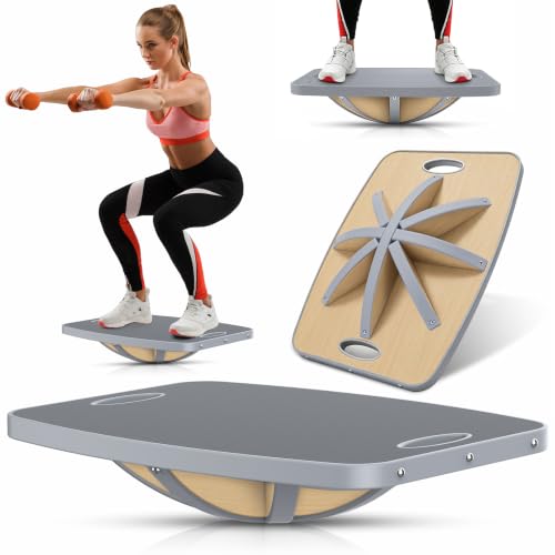Advanced Wood Balance Board, Table Balance Board, Office Swing Board, for Physical Therapy, Fast Fitness Training and Outdoor Sports Balance Training Device - color: Advanced wood grain gray