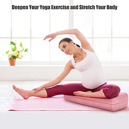 Giantex Yoga Bolster Pillow, with Carry Handle, Removable Machine Washable Soft Suede Pillowcase, Meditation Rectangular Yoga Pillow Perfect for Restorative Yoga - color: Pink
