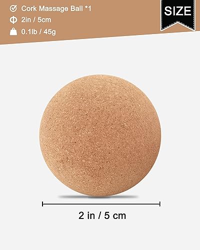 KITWILD Cork Massage Ball, 2 Inch | High Density Fine Particles, Deep Tissue Muscle Massage, Myofascial Release, Yoga Therapy, Lightweight Lacrosse - style: 1 Pack (2'')