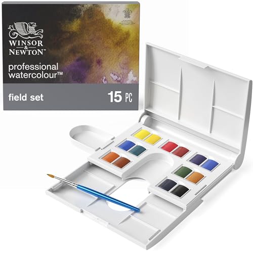 Winsor & Newton Professional Watercolor Paint Set, 12 Half Pan Field Box | 12 Half Pans, Unrivalled Transparency, Single Pigment Vibrant Colors, Archival Permanence, Heritage Brand, Finest Pigments - style: Field Box 12 Half Pan