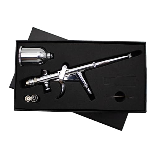 Uouteo Airbrush Trigger Gun, Air Brush Gun with 0.5mm Fan Spray Cap/Needles/Nozzles, 15 CC Cup for Painting Model Nails Cake Makeup - color: 217A 0.5mm Airbrush Kit