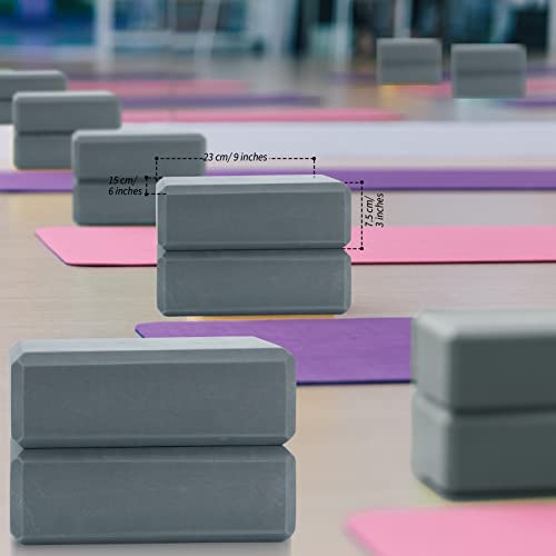 4 Pack Foam Yoga Blocks, Soft EVA Exercise Block Non Slip Grey