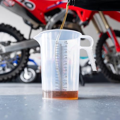 Half Gallon 64oz (2 quart) Measure Pitcher- Conversion Chart-Strong Food Grade - Resistant to Chemicals- Great for Lawn, Pool & Spa, Ag, Home Hobbies, Lye, Cooking, Shop Motor Oil Fluids Made In USA - size: 64 oz