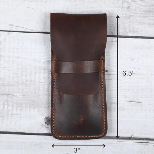 Leather Pen Sleeve Case for Fountain Pens, Multi Pen Holder Organizer, Handmade Full Grain Leather Pouch, Durable Protective Pen Cover, Classic Pen Storage Gift (Brown) - color: Brown