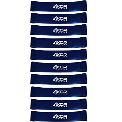 4KOR Fitness Resistance Loop Band Set, Perfect for Crossfit, Yoga, Physical Therapy, and Booty Building - color: Set of 10 Extra Thick 2” wide/Blue