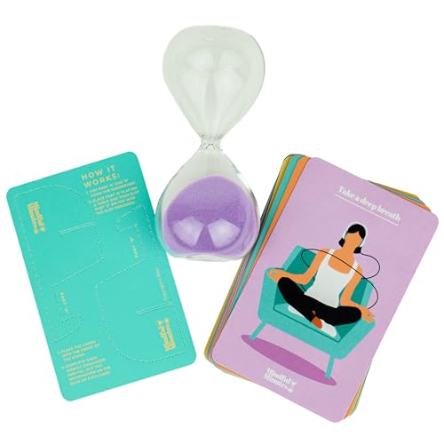 Gift Republic Mindful Minutes Meditation Cards and 5 Minute Sand Timer Calming Meditation Gift Mindfulness Self-Care Affirmation Anxiety Relief Gift