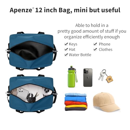 Apenze Small Gym Bag,12 inch Carry On Bag - color: Blue, size: 12 inch