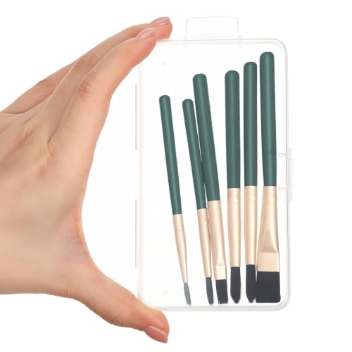 6pcs Mini Travel Watercolor Brush Set Including Flat and Round Brushes