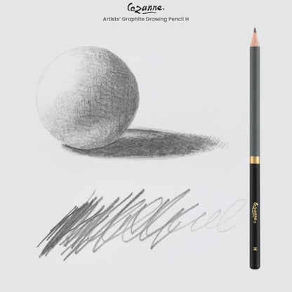 Cezanne Graphite Drawing Pencils Set - H, Set of 12 Break-Resistant Graphite Lead, Easy-to-Sharpen Sketch Pencils, Master Artist Quality Graphite Pencils for Technical and Artistic Drawing - color: H, size: Set of 12