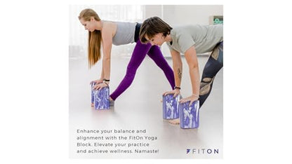 FitOn - 12"x4" Travel Sized Recovery Roller & 2-Pack of Yoga Blocks Bundle - Workout Equipment Set for Gym and Home Exercise - Workout with Durable Foam Roller & High-Density EVA Foam Yoga Blocks
