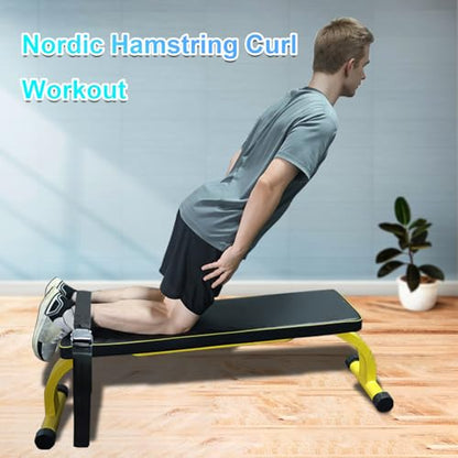Nordic Hamstring 컬 스트랩, 퀵 릴리즈 버클 포함 - 노르딕 컬, 레그 익스텐션 및 홈 체육관 운동을 위한 조절 가능한 다리 스트랩 - 남성 및 여성용 쉬운 사용