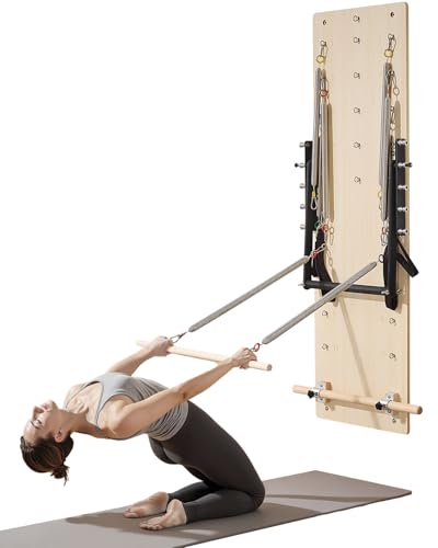 VEVOR Pilates Reformer Foldable, Suitable for Intermediate and Beginners Users, Pilates Equipment for Home Gym Studio Use with 4 Adjustable Resistance Spring, Up to 400 LBS - color: White, size: Springboard