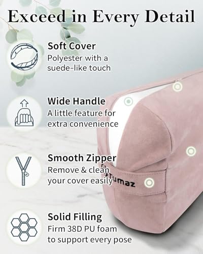 Tumaz Yoga Bolster Set, Rectangular Yoga Bolster with Washable Cover | Soft bolster for restorative yoga, meditation and stretching. Includes 8-ft strap, carry handle and washable cover - color: Avoberry