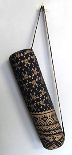 ICC Black Gold Mandala Full-Zip Exercise Yoga Mat Carry Bag Gym Beach Pilates Carrier Bags Hippie Mandala Indian Cotton Bag - style: Black Gold Ombre Half
