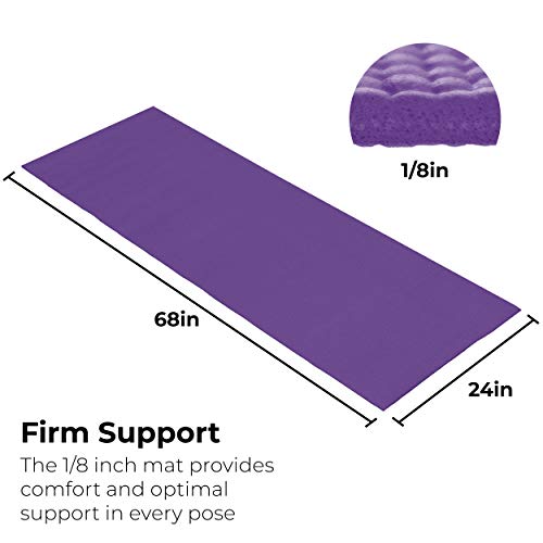 Bulk Yoga Mats, 10 Pack, 4mm Thick, 68x24in | Bulk Non Slip Exercise Mats for Workout, Stretching, Fitness - Wholesale Non Toxic Gym Mats for Home, Schools and Studios - color: Purple