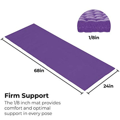 Bulk Yoga Mats, 10 Pack, 4mm Thick, 68x24in | Bulk Non Slip Exercise Mats for Workout, Stretching, Fitness - Wholesale Non Toxic Gym Mats for Home, Schools and Studios - color: Purple