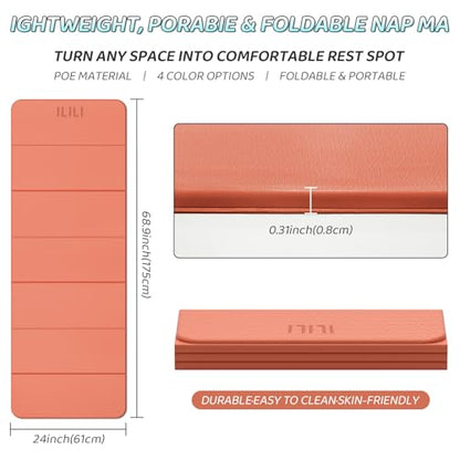 ILILI Foldable Yoga Mat 71 * 24 * 0.3 Inch - color: Orange