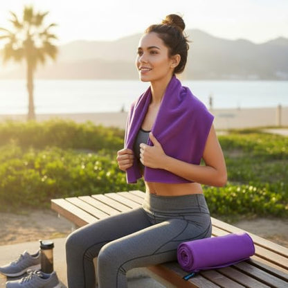 2-Pack Microfiber Towel - XXL Travel Quick Dry and Extra Soft Microfiber Towels, Lightweight and Compact for Gym, Swim Practice, Travel, Backpacking, Camping, RV, Beach, Camping - color: Purple