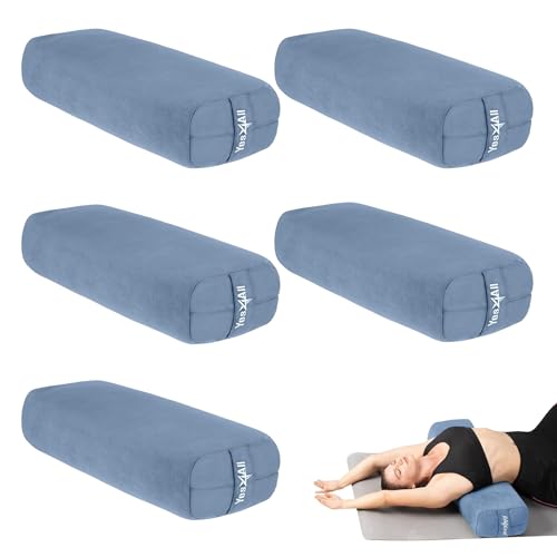 Yes4All Triple-Layer Sponge Yoga Bolster Pillow for Restorative Yoga & Meditation - Versatile Yoga Support Pillow, Balance & Poses Modification - color: H. Set of 5 Blue
