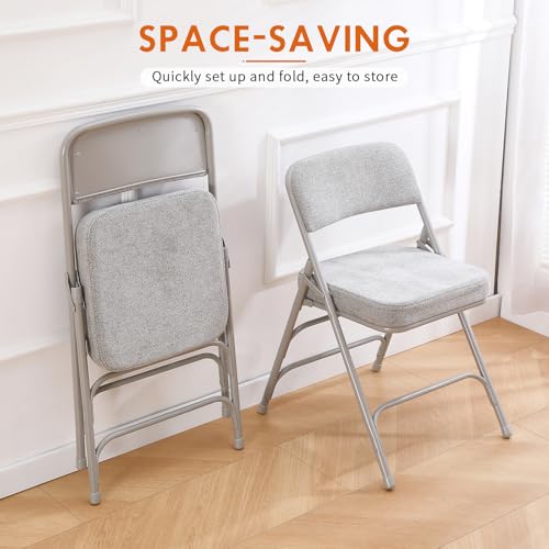 Folding Chair Fabric Padded Seat Indoor Single Foldable Chair Grey - color: Gray X1